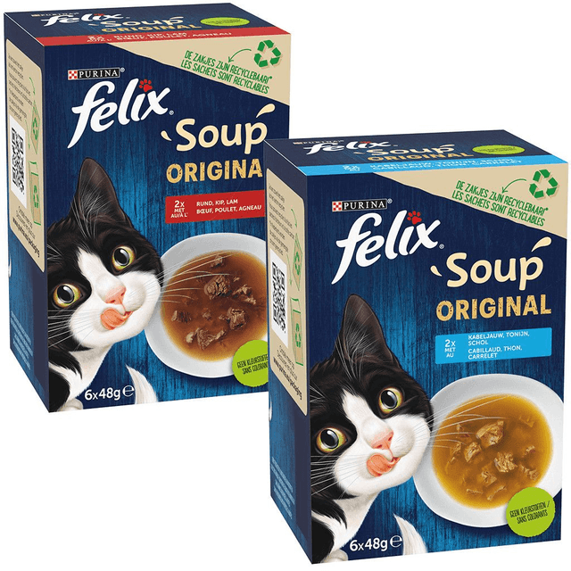 Felix Soup Original 48g 2 x Cod, 2 X Tuna &amp; 2 Plaice
