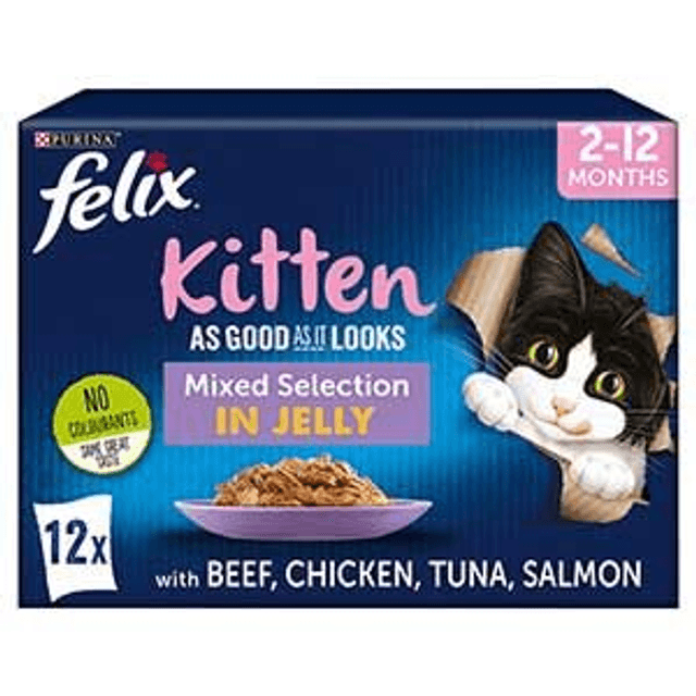Felix Kitten Mixed Selection in jelly 12 x 3 Beef, Chicken, Salmn &amp; Tuna